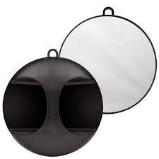 Mirror Round Black with Handle on Back