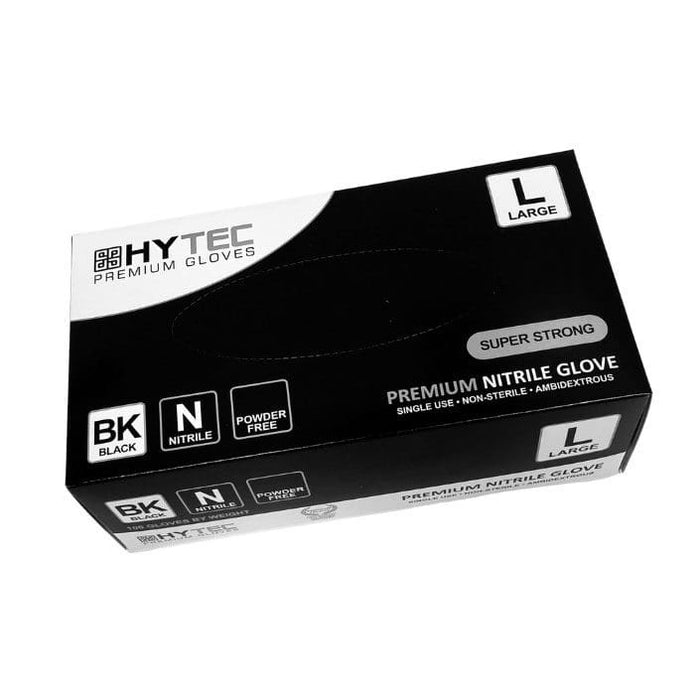 Hytec Black Nitrile Powder Free Disposable Gloves LARGE – 100 Pack