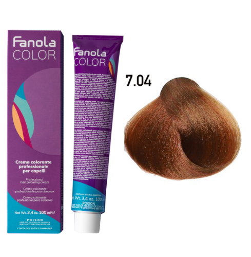Fanola Permanent Colour 7.04 Blonde Copper Natural 100ml