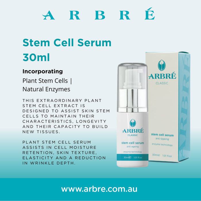 Arbre stem cell serum with packaging on a light blue background