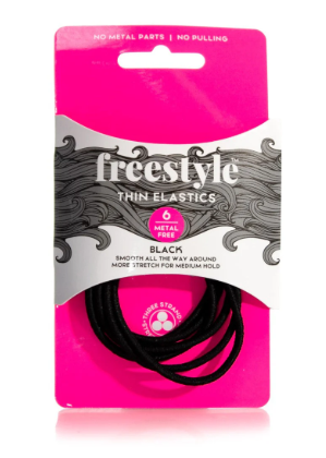 Freestyle thin elastics packaging with pink and gray design