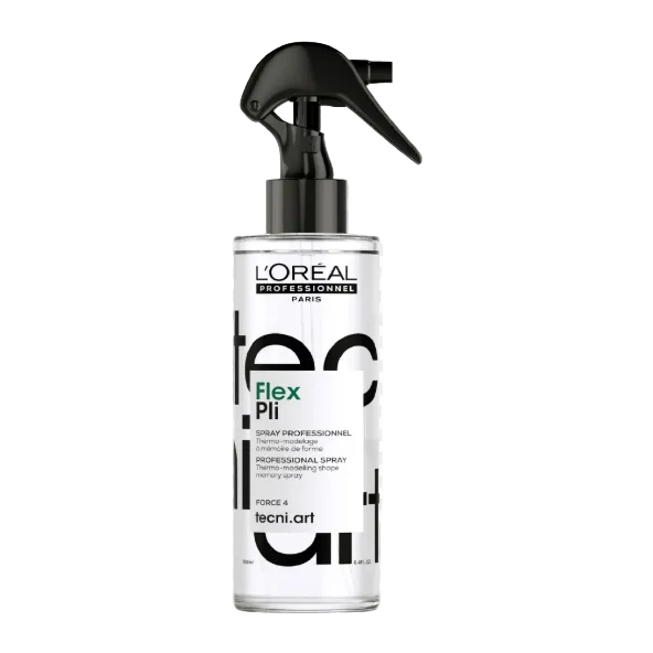 L'Oreal Professionnel tecni.art Flex Pli spray bottle on a transparent background