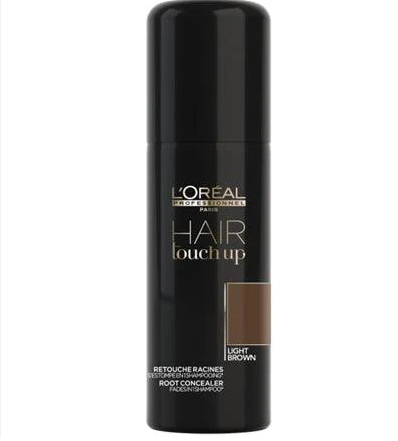 L'Oreal hair touch up spray bottle on a white background