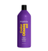 Purple shampoo bottle with 'Matrix Color Obsessed' text on a white background