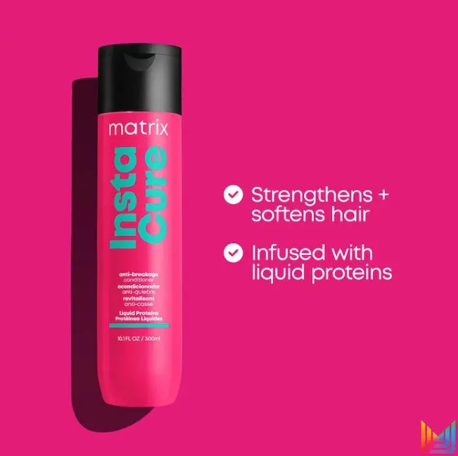 Matrix Insta Cure hair care product on a pink background