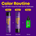 Matrix Color Obsessed hair care products on a purple background with 'Color Routine' text.
