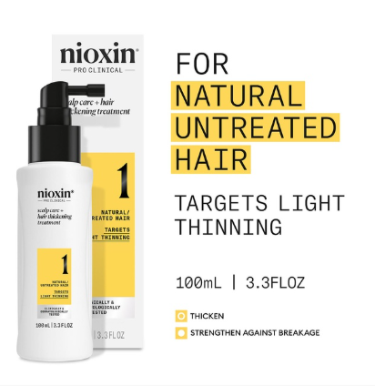 Nioxin hair care product packaging with text on a white background