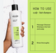 Nioxin shampoo bottle with usage instructions on a green background