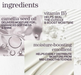Ingredients of a skincare product with text on a white background