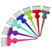 A collection of Squiggle Tint Brushes in various colors displayed on a circular surface, with the bristles facing upwards.