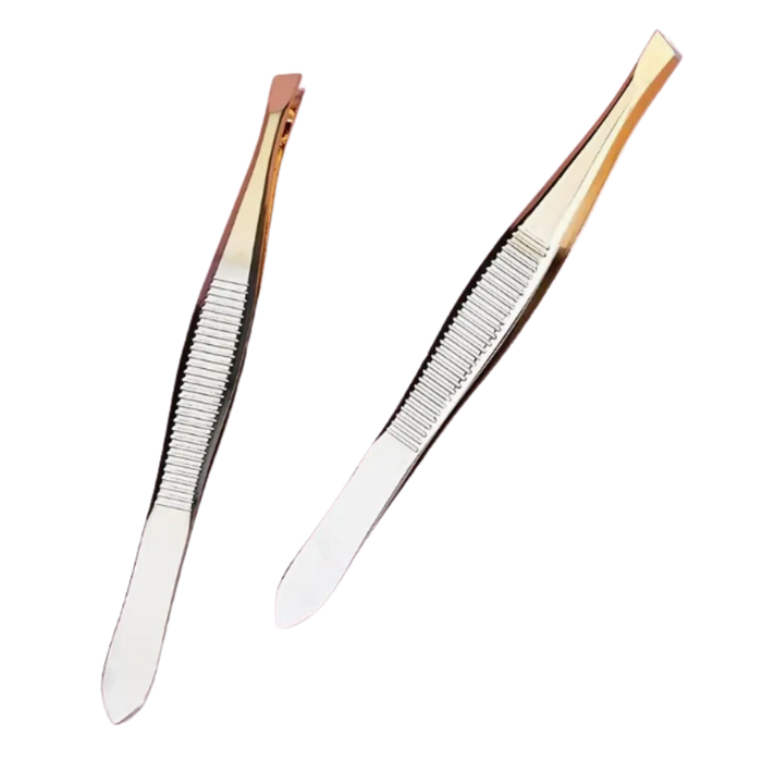Precision Slanted Tweezers / Silver Gold